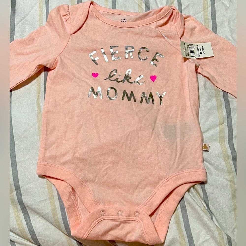 NWT Baby Gap Long Sleeve Onesie “Fierce Like Mommy” - Picture 1 of 7